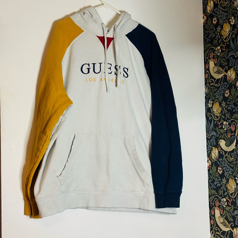 Guess Los Angeles color block men’s hoodie sz xxl streetwear Y2K heavyweight